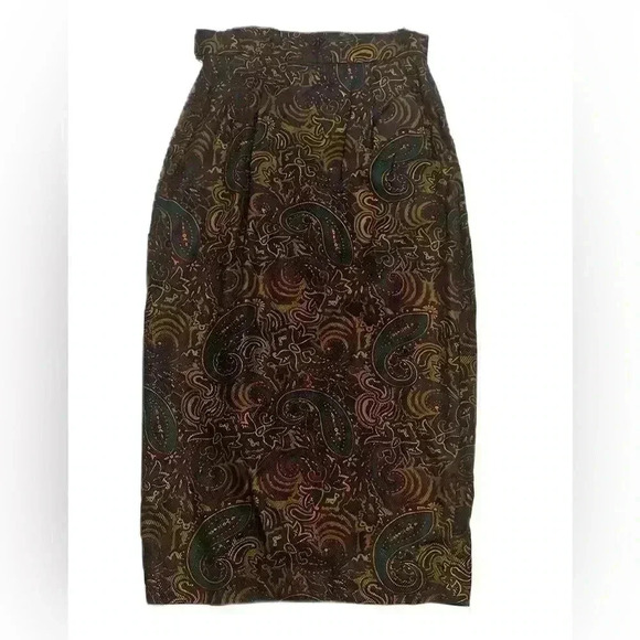 Vintage J. G. Hook Floral Paisley Womens Skirt S/M Wrap Style Rayon Long Lined - Picture 1 of 6